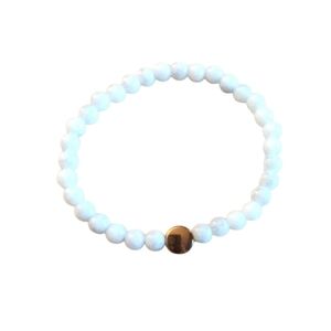 Bracelet Simulated Gemstone White Howlite Gold Charm Girls Teen